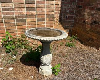 Old concrete birdbath