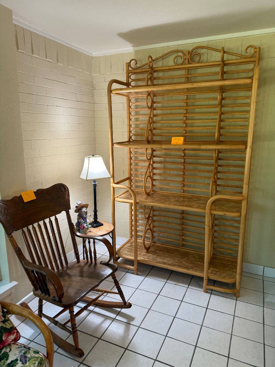 70’s rattan eterge with caprice shell shelves