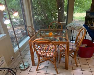 Rattan game table with 4 chairs