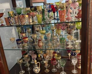 An extensive collecion of Moser glass, Bohemian glassware.