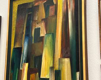 Mid-century modern abstract painting signed Joseph '60 lower right.