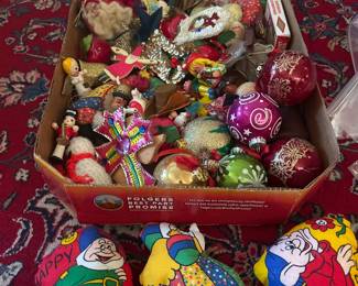 Christmas ornaments, vintage Disney characters.
