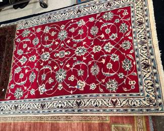 Persian Nain wool rug  (moth damage, bleeding) measures 4.2 x 6.3