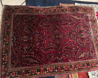Painted Persian Sarouk, 1920's measures 3'.4" x 4'.9"  Vase design