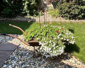 Vintage Metal Garden Wheelbarrow Planter