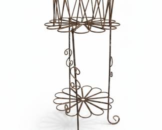 Vintage Wrought Iron Two-Tier Petal Plant Stand
