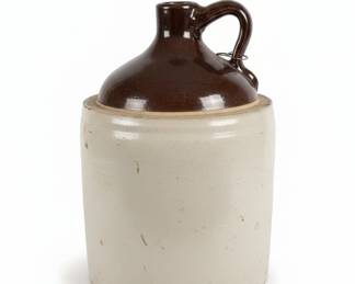 Antique 2-Gallon Stoneware Whiskey Jug with Albany Slip Glaze