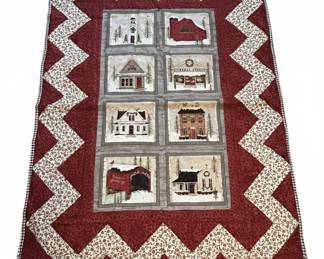 Christmas Village Theme Quilt Panel Wall Hanging