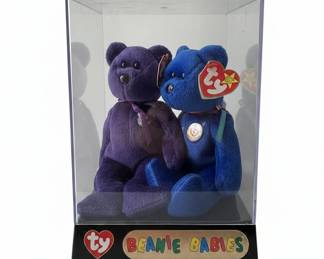 Ty Beanie Babies Princess Diana Bear and Clubby Bear Display Set