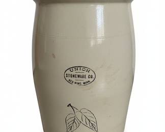 Union Stoneware Co. Red Wing Birch Leaf Crock