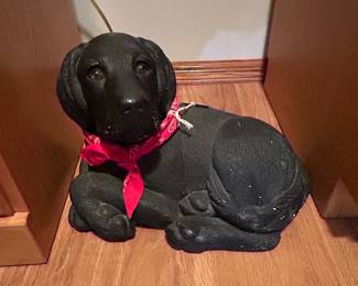Vintage Resin Black Labrador Retriever Garden Statue