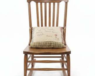 Vintage Oak Pressed Back Rocking Chair