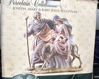 Classic Treasures Porcelain Holy Family Sculpture with Donkey