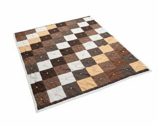 Hand-Tied Patchwork Quilt in Earth Tones