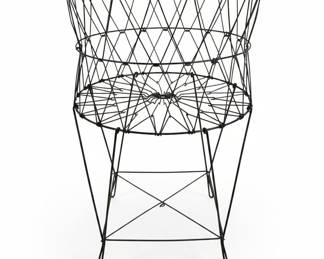 Vintage Wire Laundry Basket Plant Stand