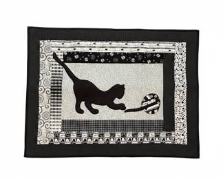 Handmade Black Cat Silhouette Wall Hanging Quilt