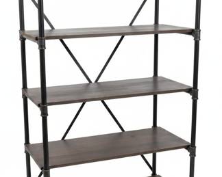 Industrial Pipe and Wood Shelving Unit