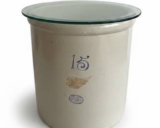 Red Wing 15-Gallon Stoneware Crock with Wire and Wooden Bail Handles