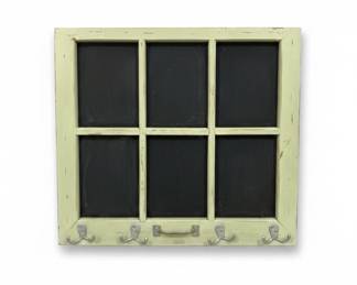 Farmhouse Style 6-Pane Window Frame Chalkboard with Hooks