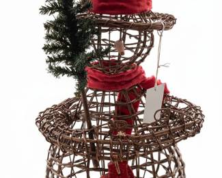 Lighted Rattan Snowman Holiday Decoration
