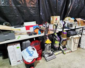 Dyson Vacuum, Bissell Carpet Cleaner, Bissell Pet Hair Vacuum, HP, Brother and Samsung Printers, New Ceiling Fan in Box,