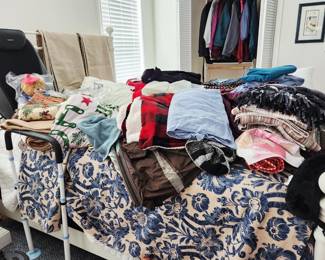 Blue Floral BedSpread - Custom made Full/Queen; Silk/Satan Panels; Table Runners: Towels/Sheets; Jewlry; Throws; Coats; Scarves