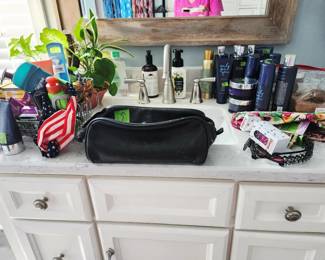 Monat Hair Products - great price and not used, Diddie Bag and other bathroom odds and ends