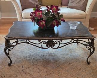 Beautiful Wrought Iron & Marble top coffee table, there are (2) matching end tables too