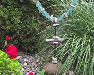 Lovely Sea glass heart outdoor sculpture
