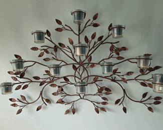 wrought iron wall hanging candle sconce