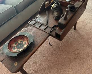 $300-600. Any tools? Antique cobble/shoemakers workbench.
