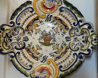 Hand painted French faience wall plaque/charger.