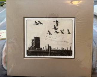Original Etching, To The Grain Canada GeeseJ Wallen