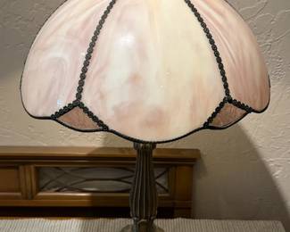 Art Nouveau Style Slag Glass Table Lamp