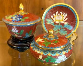 Chinese cloisonne trinket bowls
