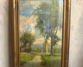 Framed R. Atkinson Fox Landscape Litho Print