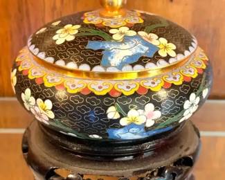 Chinese cloisonne lidded bowl