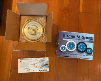 Ritchie MSeries Electronic Compass And Brass Marine Barometer