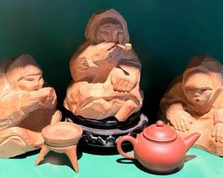 Carved Wood Figures Yixing teapot