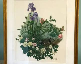 Iris and Old Roses Plate III by botanical artist Maryrose Wampler