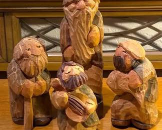 Polish Folk Art Carved Wood Figurines