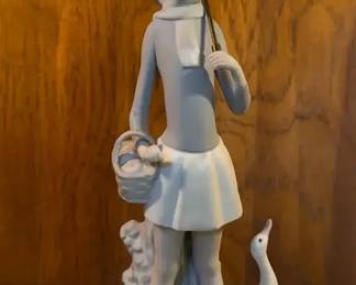 Lladro Figurine Titled Girl with Umbrella and Geese