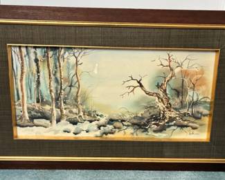 Prathuan Charoenchitt Signed Watercolor Landscape