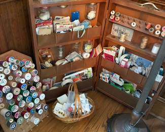 Vintage sewing supply cabinet