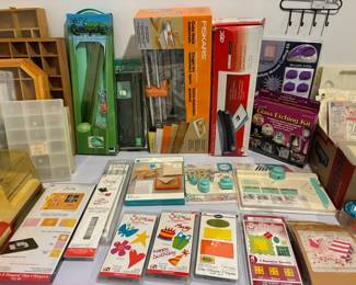 Sizzix dies, Fiskars paper cutter, and other crafting supplies