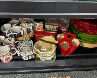 Christmas mugs and serving pieces