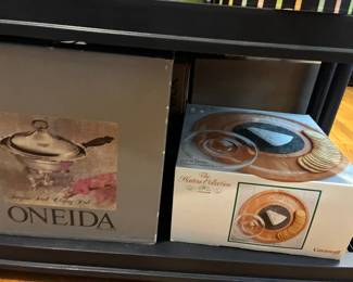 Oneida chafing dish and cheese and cracker serving platter