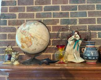 Vintage globe and other vintage decor