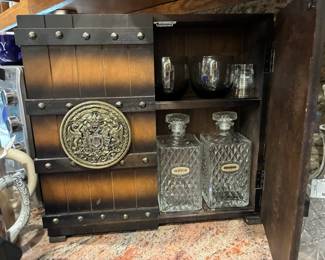 Mid century tabletop bar cabinet