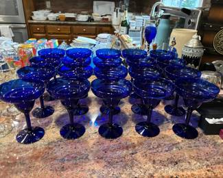 Vintage cobalt margarita glasses